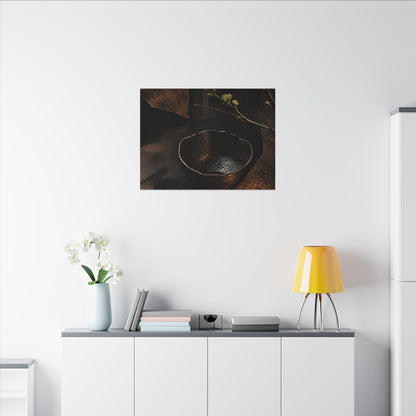 Atmospheric Ceramic Bowl Canvas Art - Shadow Zen Dark Japandi