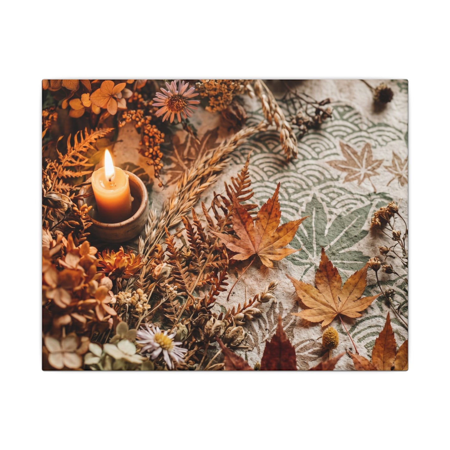 Candlelight Dried Flowers Canvas Art - Japandi Seijaku