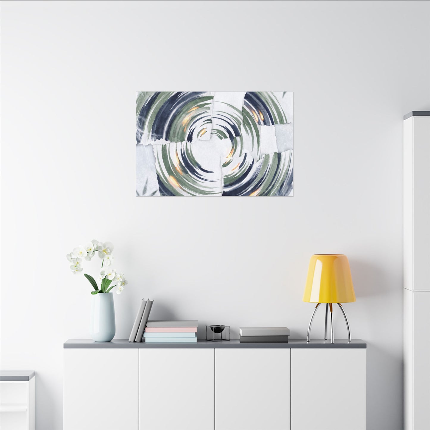 Winter Water Ripple Sumi E Canvas Art | Peaceful Decor