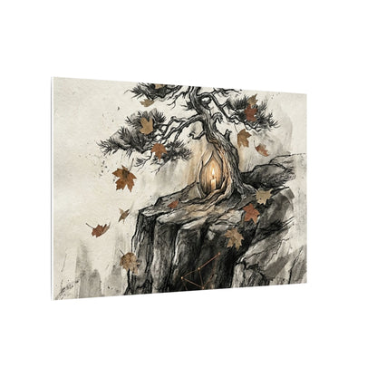 Pine Tree Autumn Canvas Art | Japandi Earthy Design