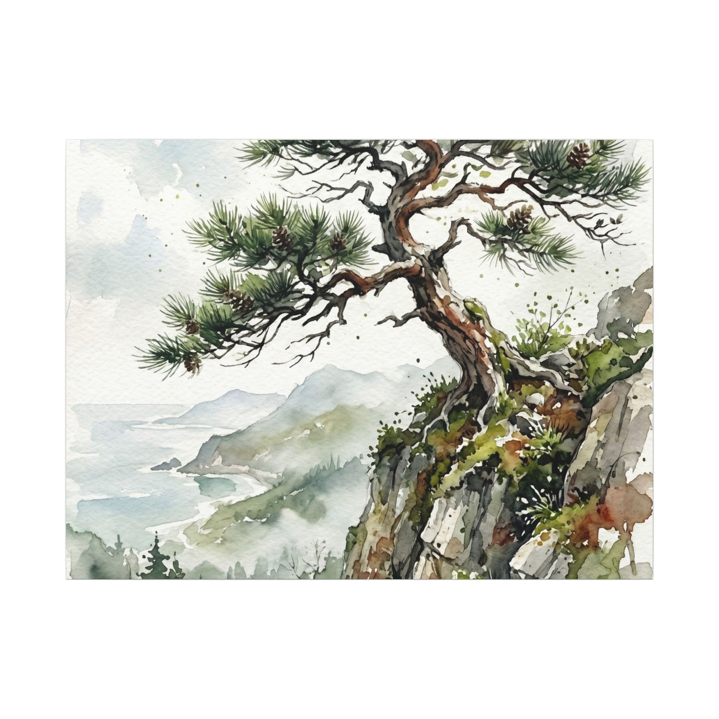 Pine Tree Spring Canvas Art | Japandi Neutral Design