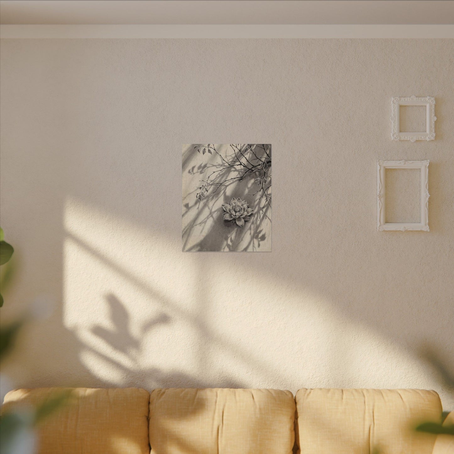 Winter Lotus Flower Sumi E Canvas Art | Contemplative Decor