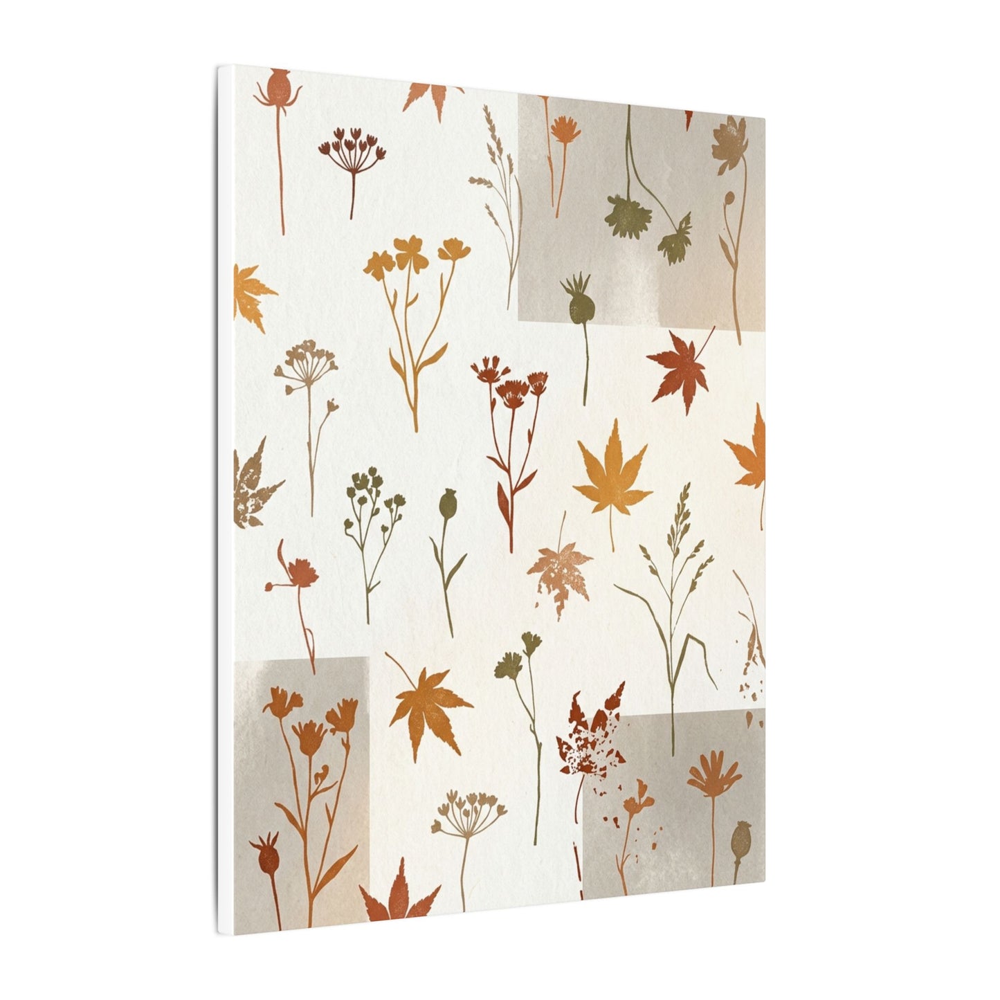 Autumn Dried Flowers Japanese Pattern Canvas Art | Elegant Decor