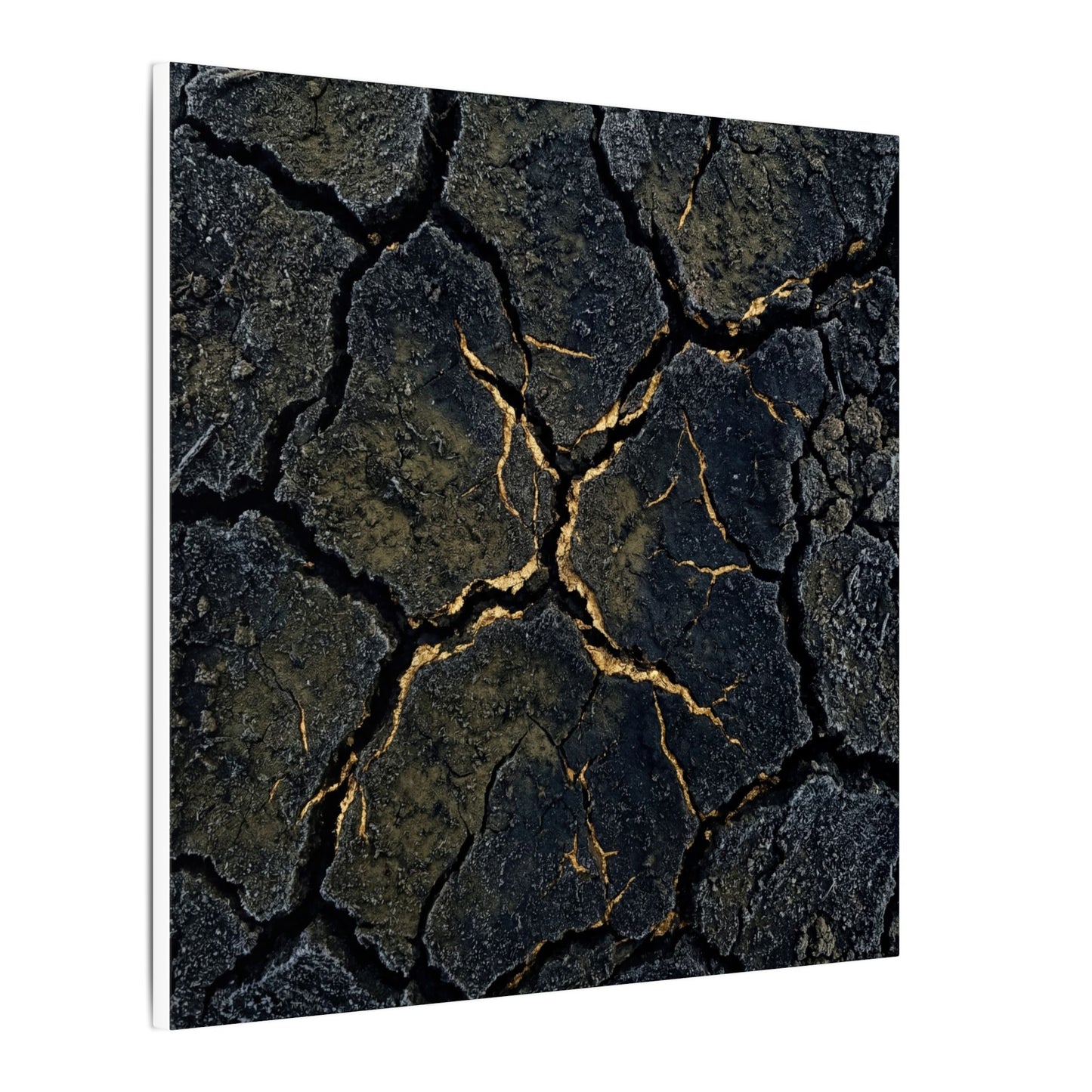Overcast Cracked Earth Canvas Art - Dark Japandi Ma