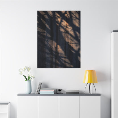 Dark Japandi Shadow Play in Golden Hour | Shadow Zen Canvas Art