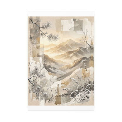Shibui Mountain Mist Canvas Art - Japandi Japanese Pattern