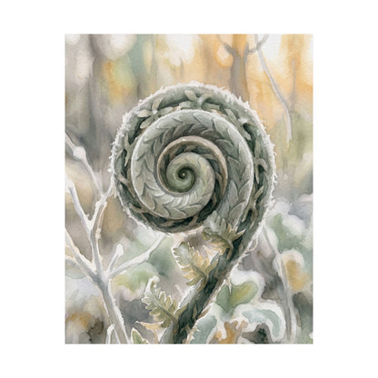 Fern Unfurling Wall Art Print | Winter Japandi Watercolor Art