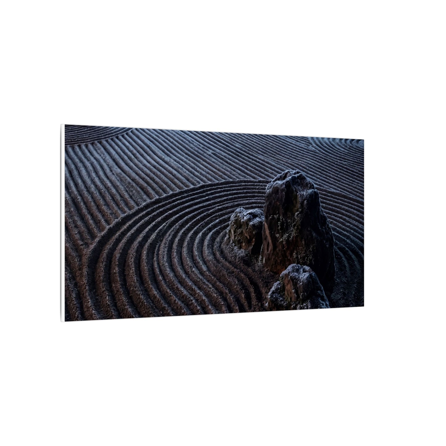 Moonlight Rock Garden Canvas Art - Dark Japandi Seijaku