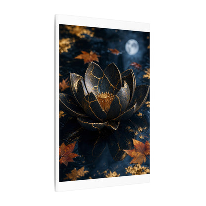 Moonlight Lotus Flower Canvas Art - Kintsugi Fukinsei