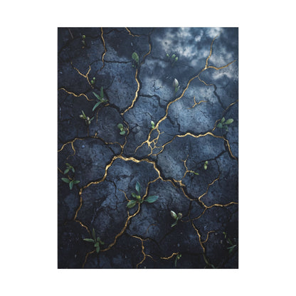 Cracked Earth Spring Canvas Art | Kintsugi Healing Design