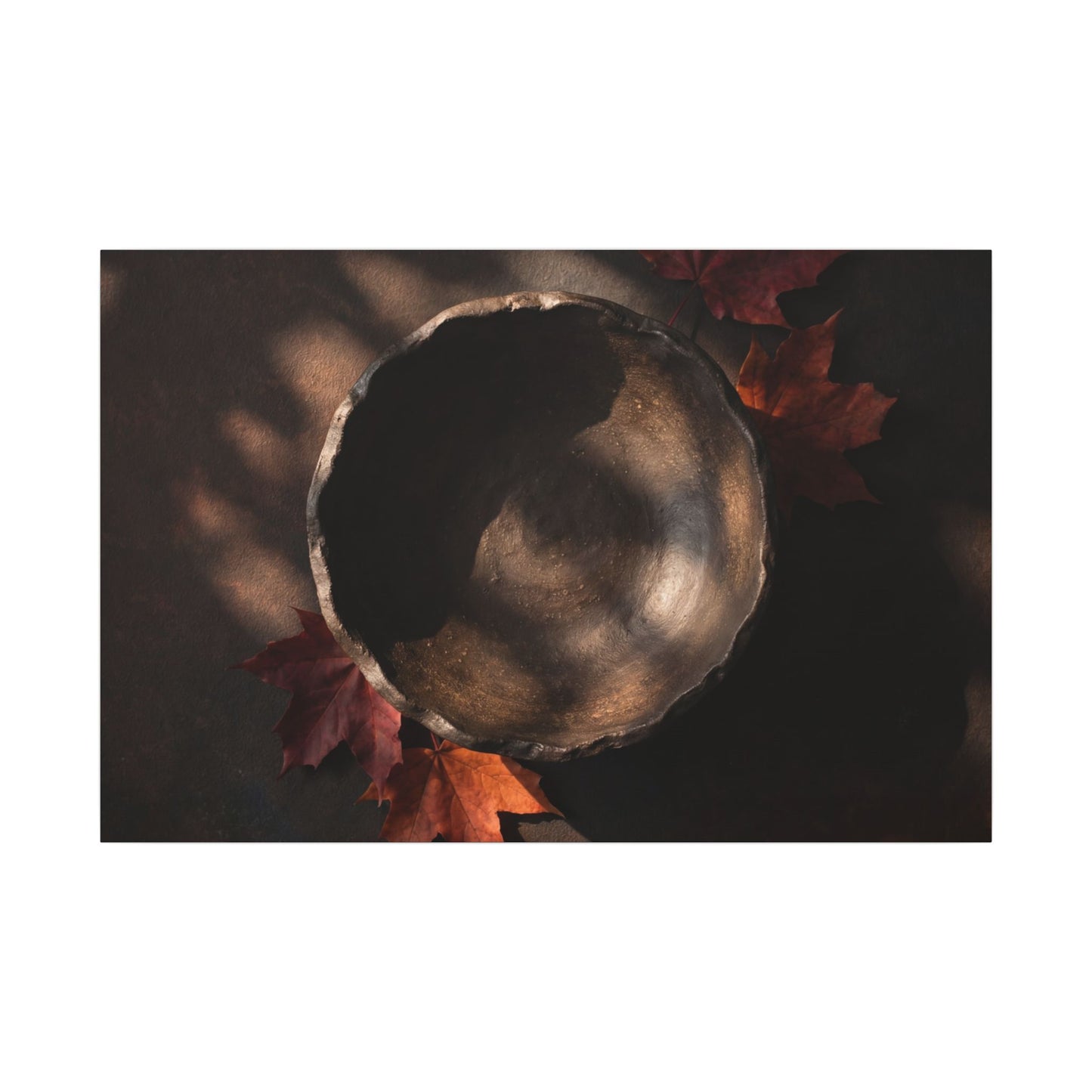 Ceramic Bowl Canvas Art | Autumn Dark Japandi Dark Texture Art Art Print