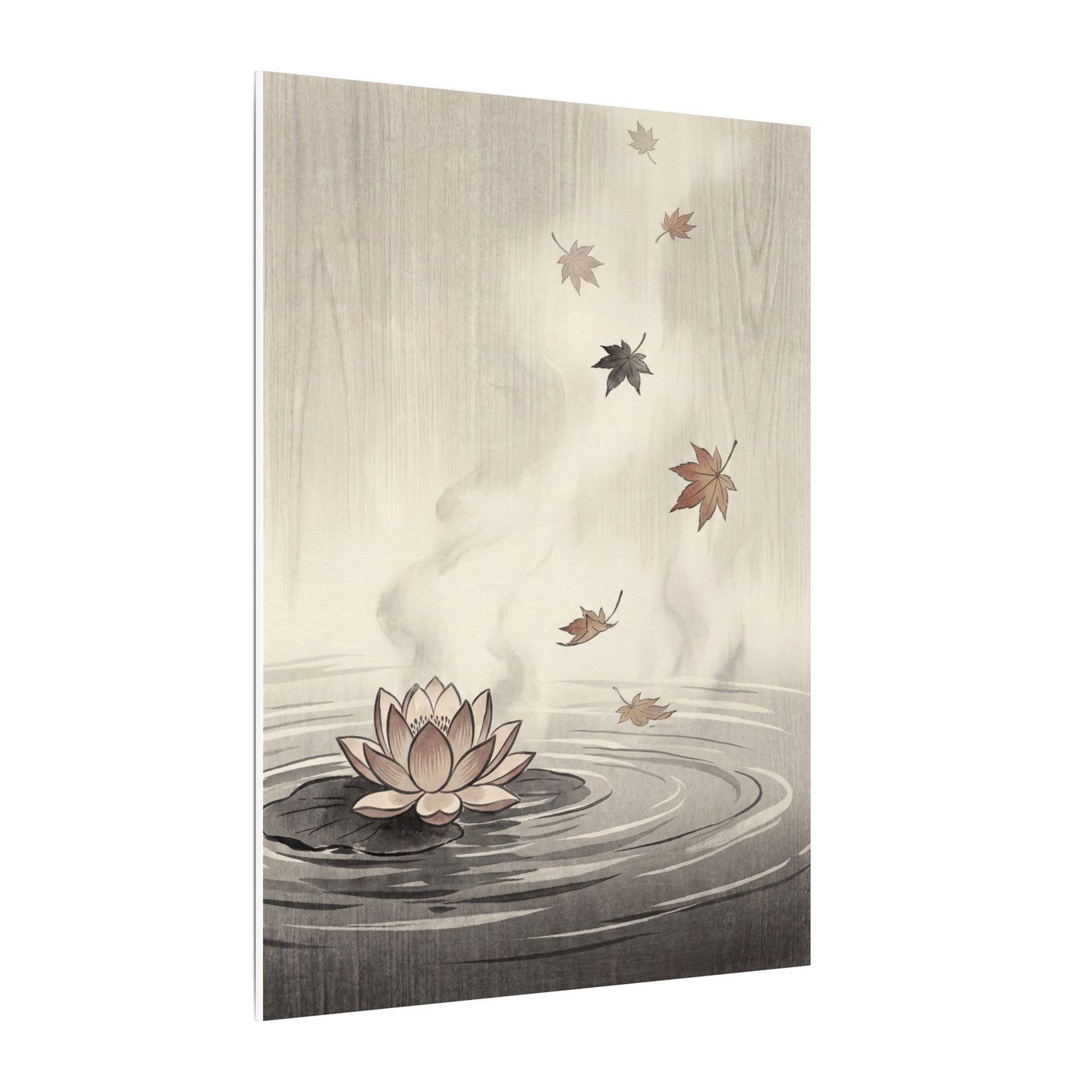 Lotus Flower Canvas Art | Autumn Zen Ukiyo E Inspired Art