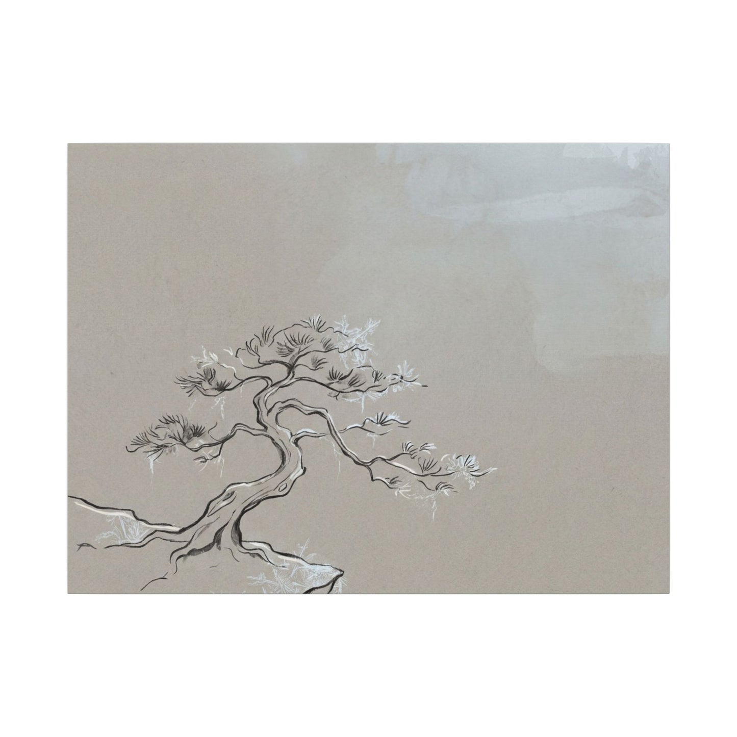 Pine Tree Minimal Line Canvas Art | Warm Japandi Art Art Print