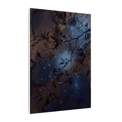Bold Cherry Blossom Canvas Art - Charcoal Ink Dark Japandi