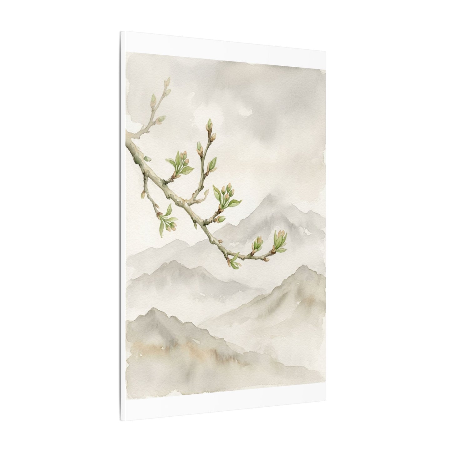 Spring Mountain Mist Watercolor Canvas Art | Cozy Decor