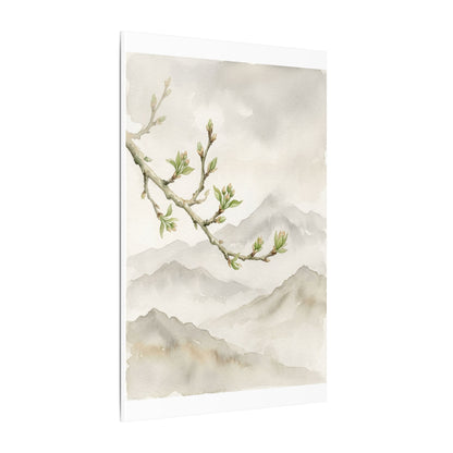 Spring Mountain Mist Watercolor Canvas Art | Cozy Decor