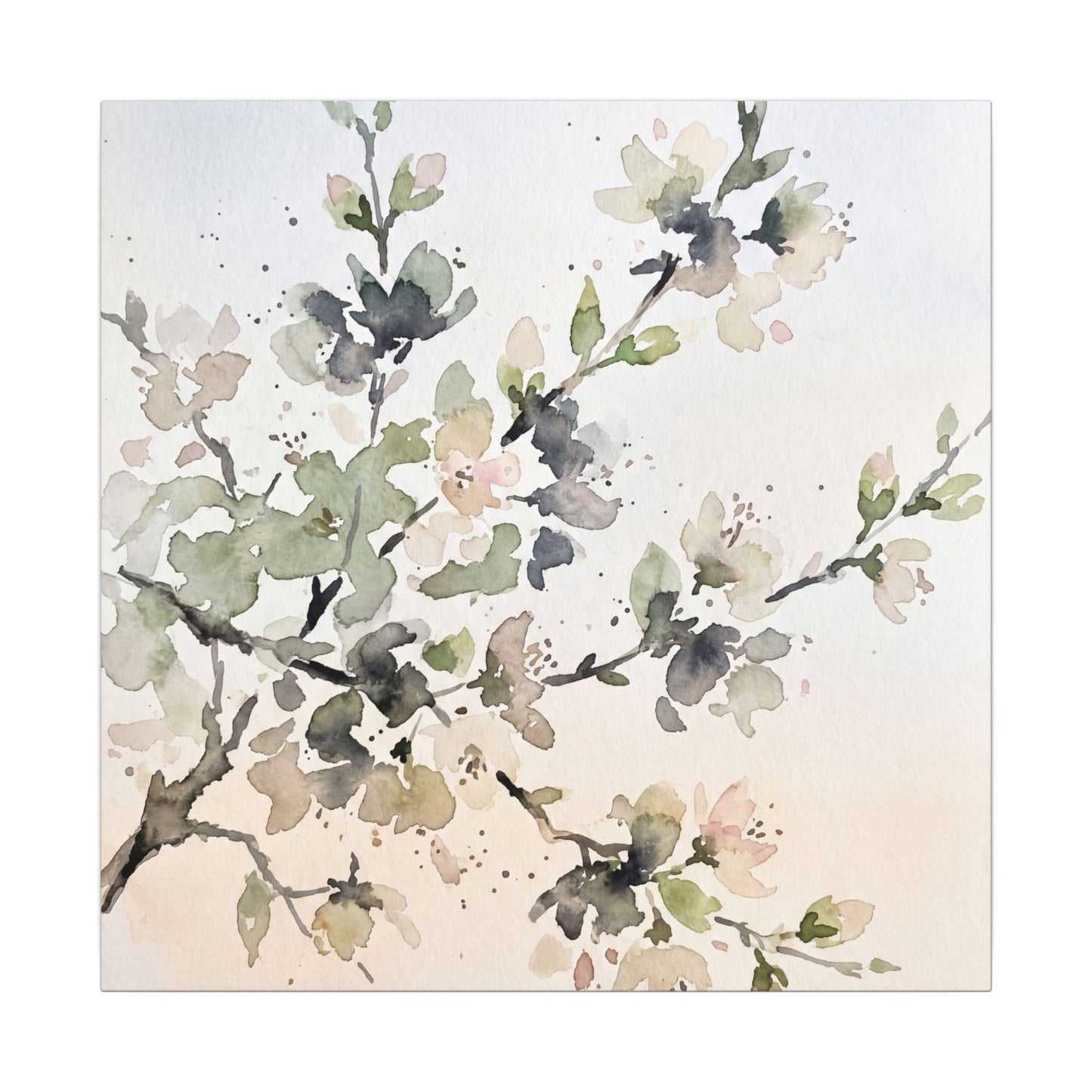 Cherry Blossom Watercolor Canvas Art | Elegant Japandi Art