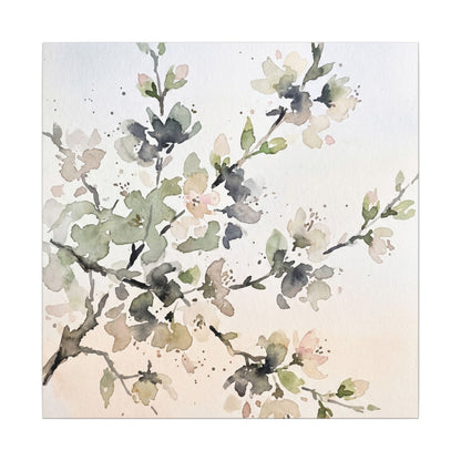 Cherry Blossom Watercolor Canvas Art | Elegant Japandi Art