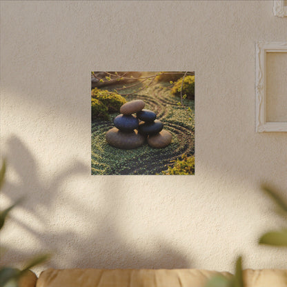 Zen River Stones in Golden Hour | Karesansui Canvas Art