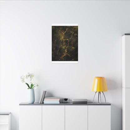 Shibui Cracked Earth Canvas Art - Dark Japandi Dark Texture