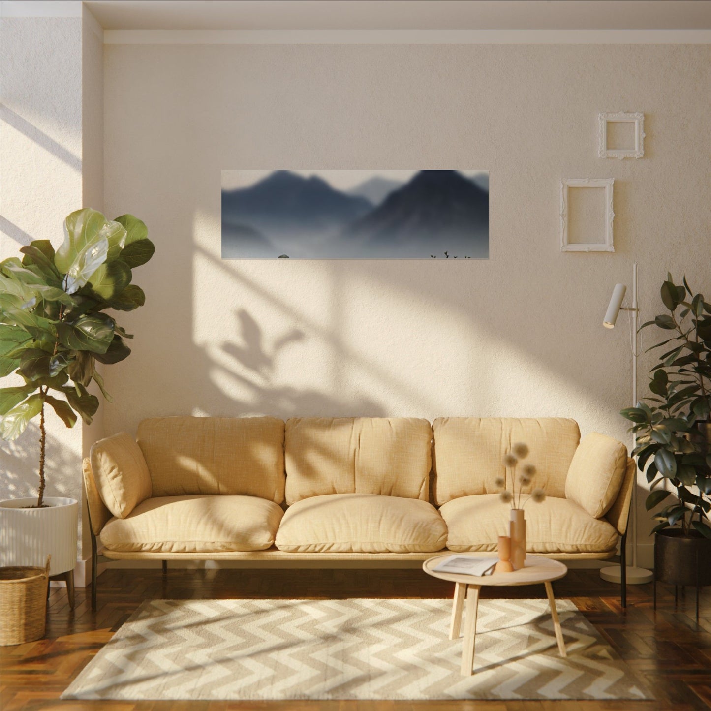 Mountain Mist Karesansui Canvas Art | Contemplative Zen Art