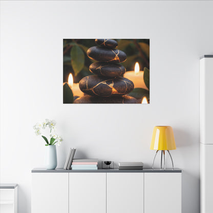 Summer River Stones Gold Vein Canvas Art | Philosophical Decor