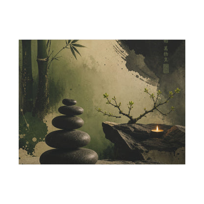 River Stones Spring Canvas Art | Zen Contemplative Design