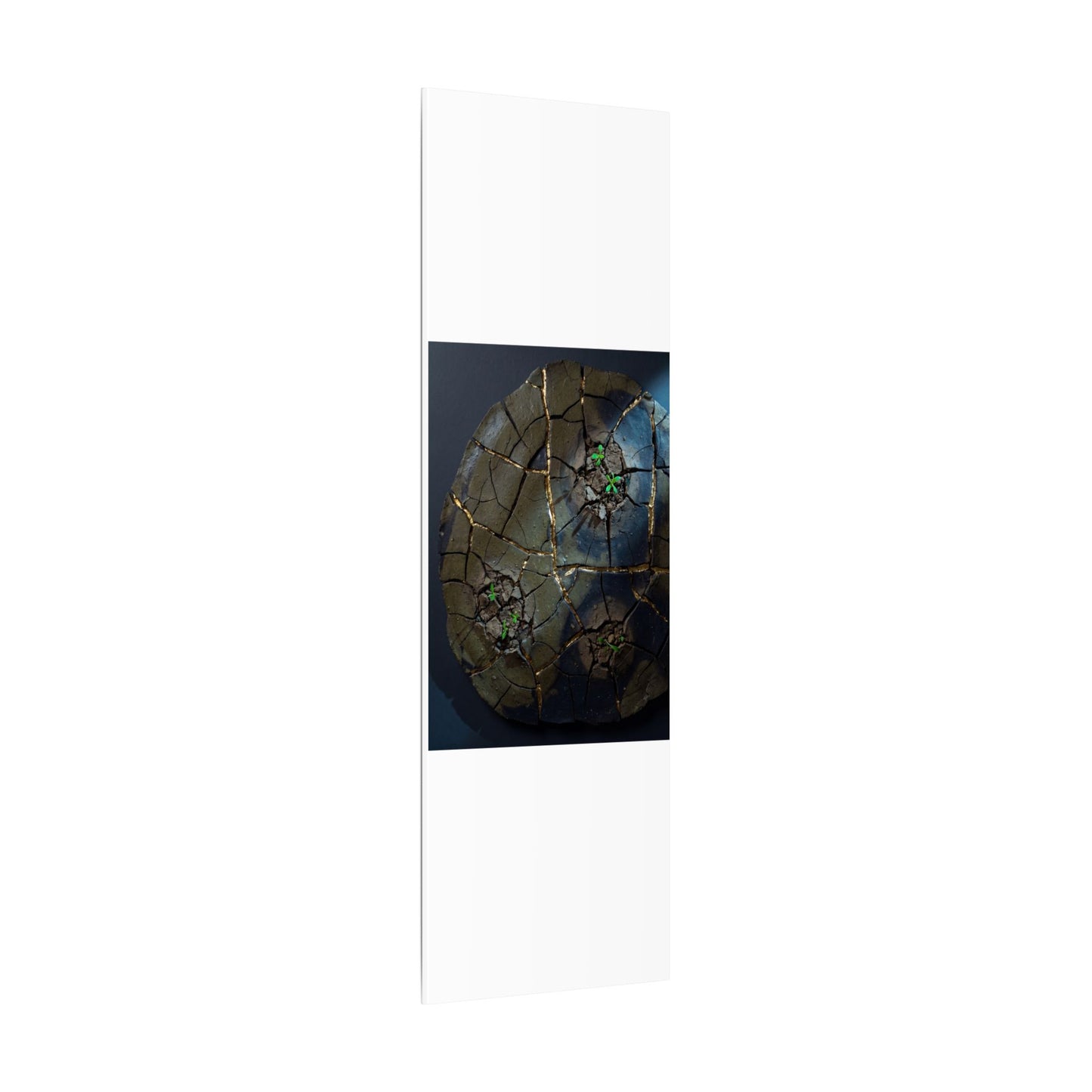 Dark Japandi Cracked Earth in Moonlight | Moody Minimal Canvas Art