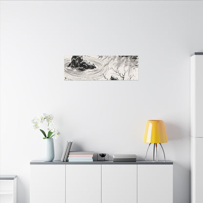 Rock Garden Canvas Art | Winter Zen Sumi E Art