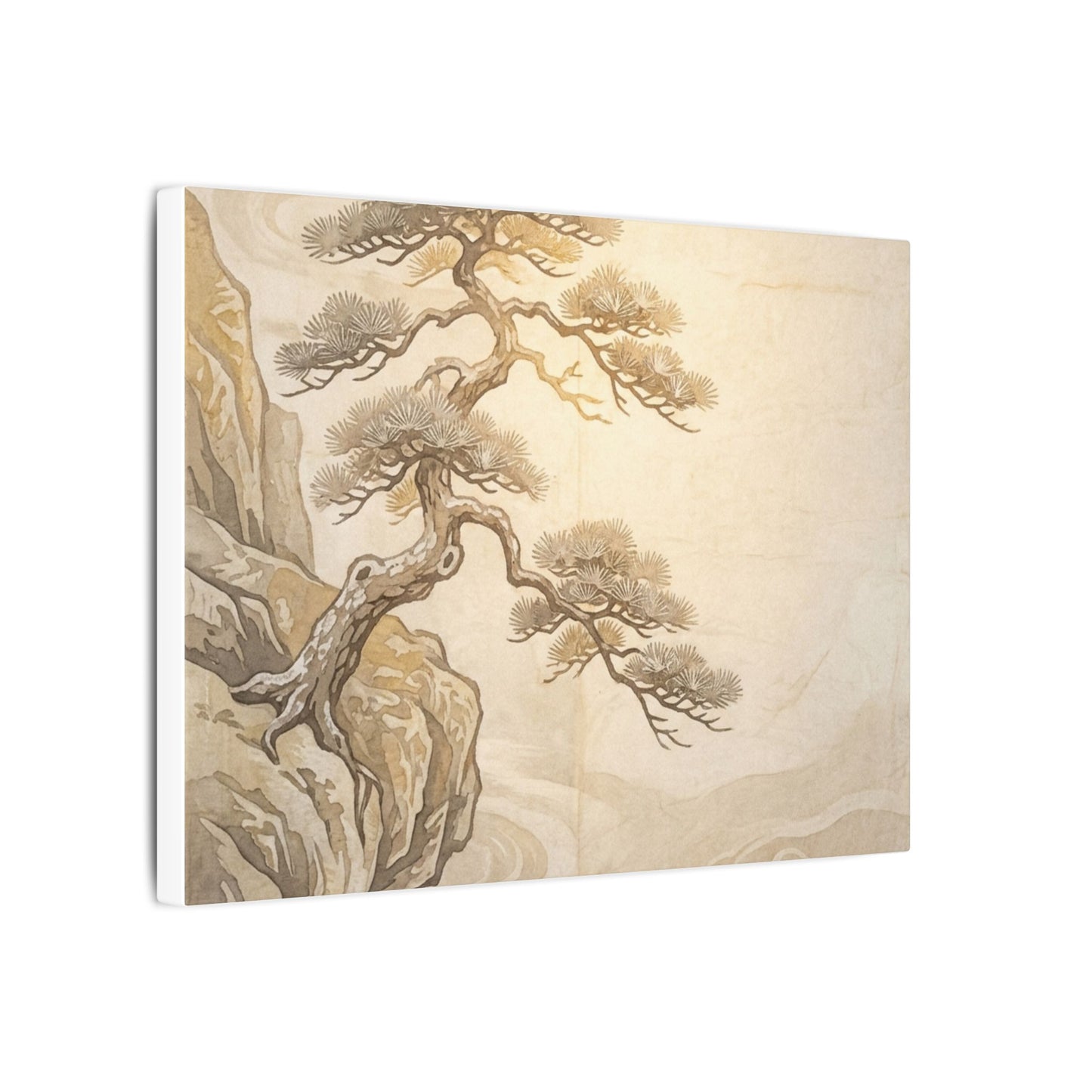 Winter Pine Tree Japanese Pattern Canvas Art | Elegant Decor