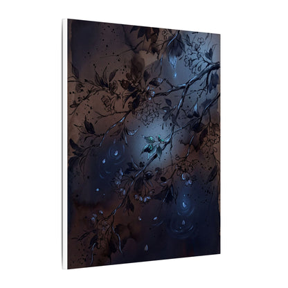 Bold Cherry Blossom Canvas Art - Charcoal Ink Dark Japandi