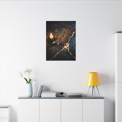 Kintsugi Rust Patina in Candlelight | Gold Repair Canvas Art