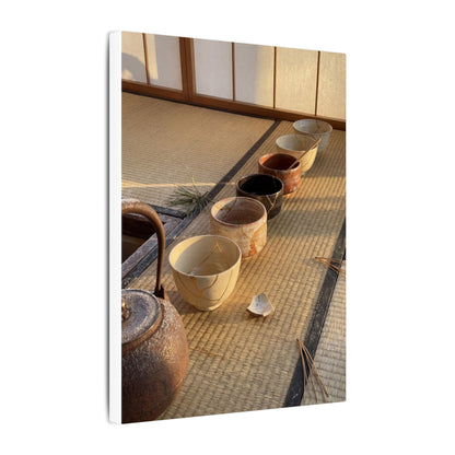 Kintsugi Tea Ceremony in Golden Hour | Gold Repair Canvas Art