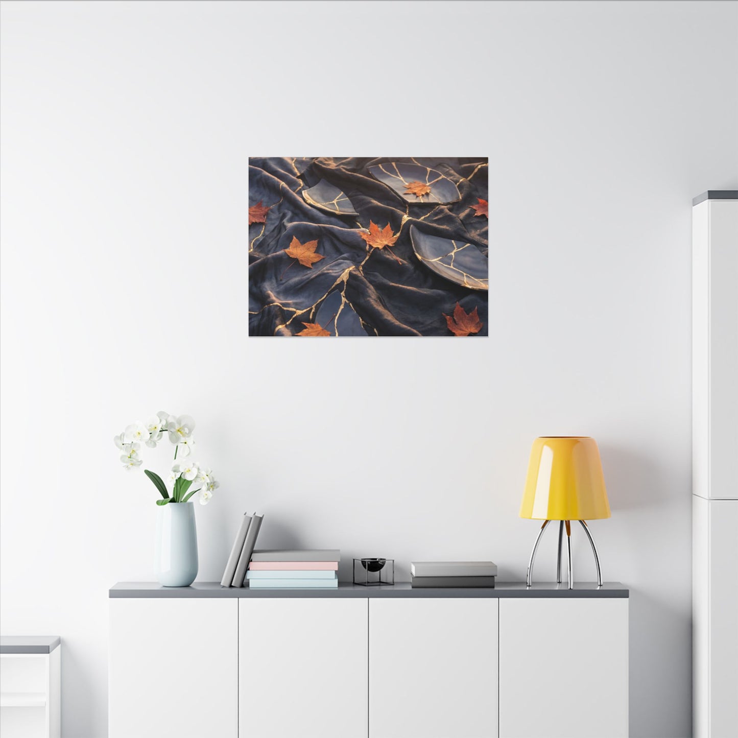Golden Hour Silk Drape Canvas Art - Kintsugi Shibui