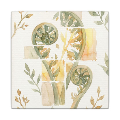Earthy Fern Unfurling Canvas Art - Watercolor Japandi