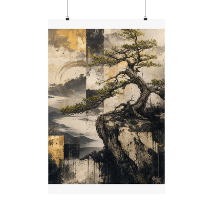 Pine Tree Japanese Pattern Wall Art Print | Cozy Japandi Art