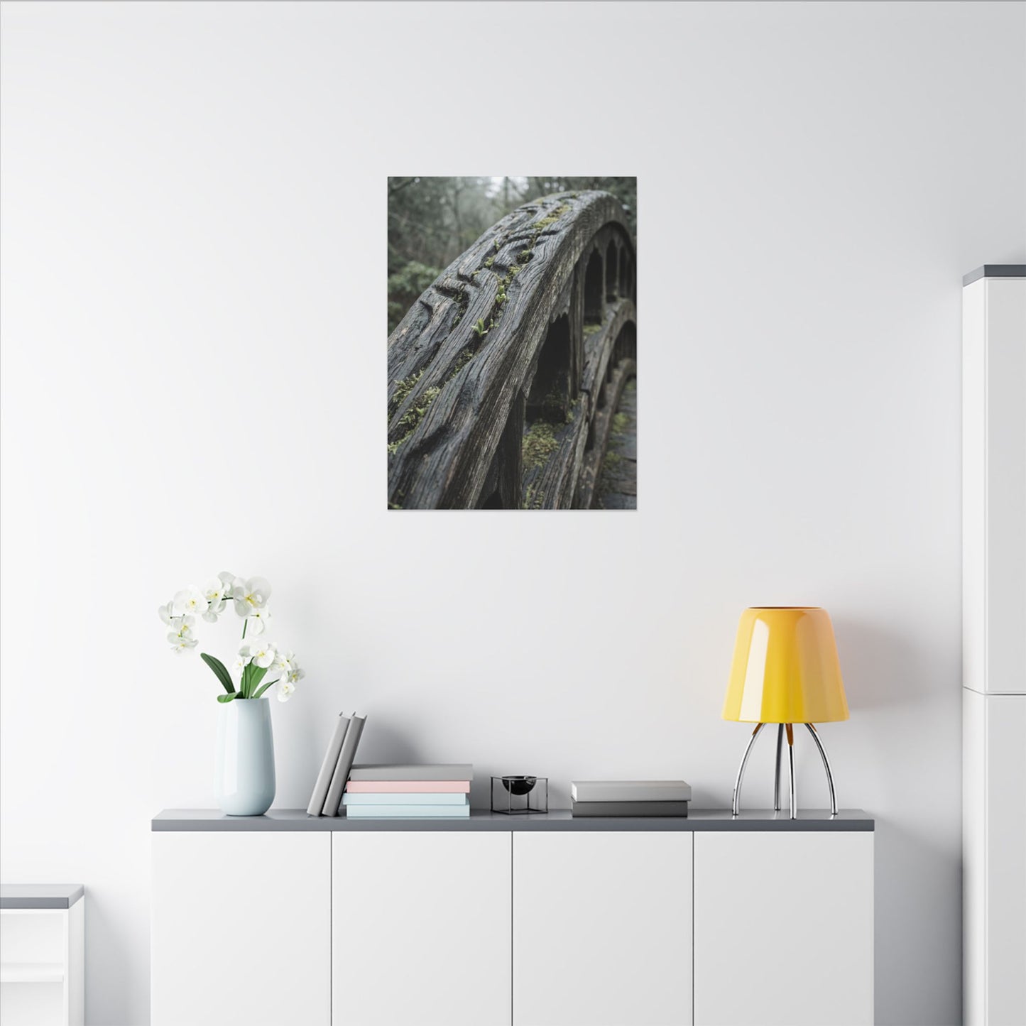 Overcast Wooden Bridge Canvas Art - Japandi Kanso