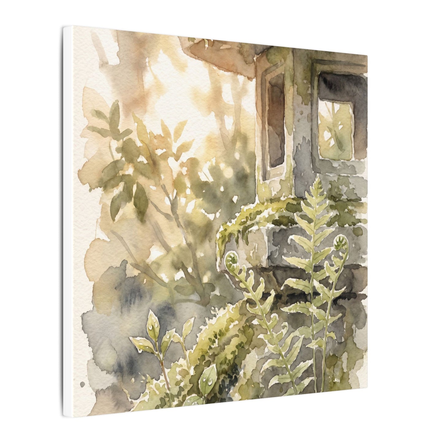 Earthy Stone Lantern Canvas Art - Watercolor Japandi