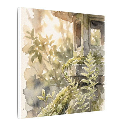 Earthy Stone Lantern Canvas Art - Watercolor Japandi