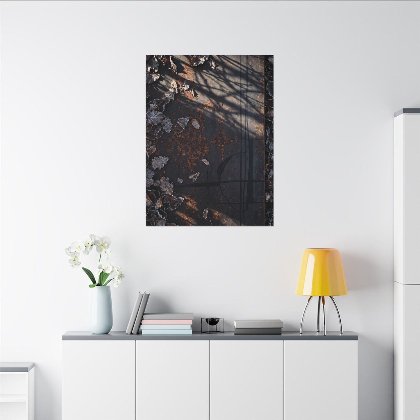 Shibui Rust Patina Canvas Art - Dark Japandi Charcoal Ink