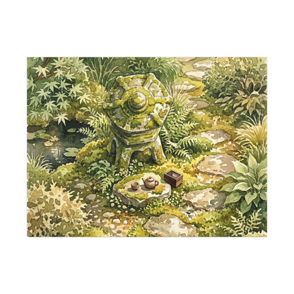 Datsuzoku Stone Lantern Canvas Art - Japandi Watercolor