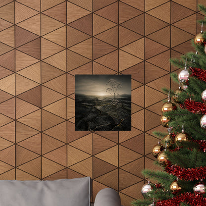 Dawn Cracked Earth Wall Art Print - Dark Japandi Mono No Aware