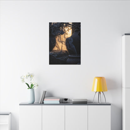 Incense Smoke Canvas Art | Winter Dark Japandi Shadow Zen Art