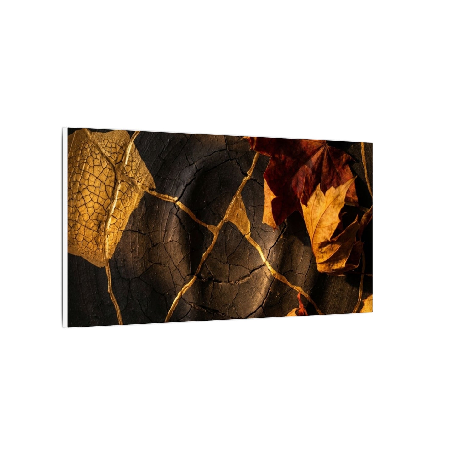 Resilient Shadow Play Canvas Art - Crackle Gold Kintsugi