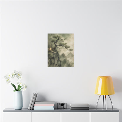 Candlelight Pine Tree Canvas Art - Japandi Kanso
