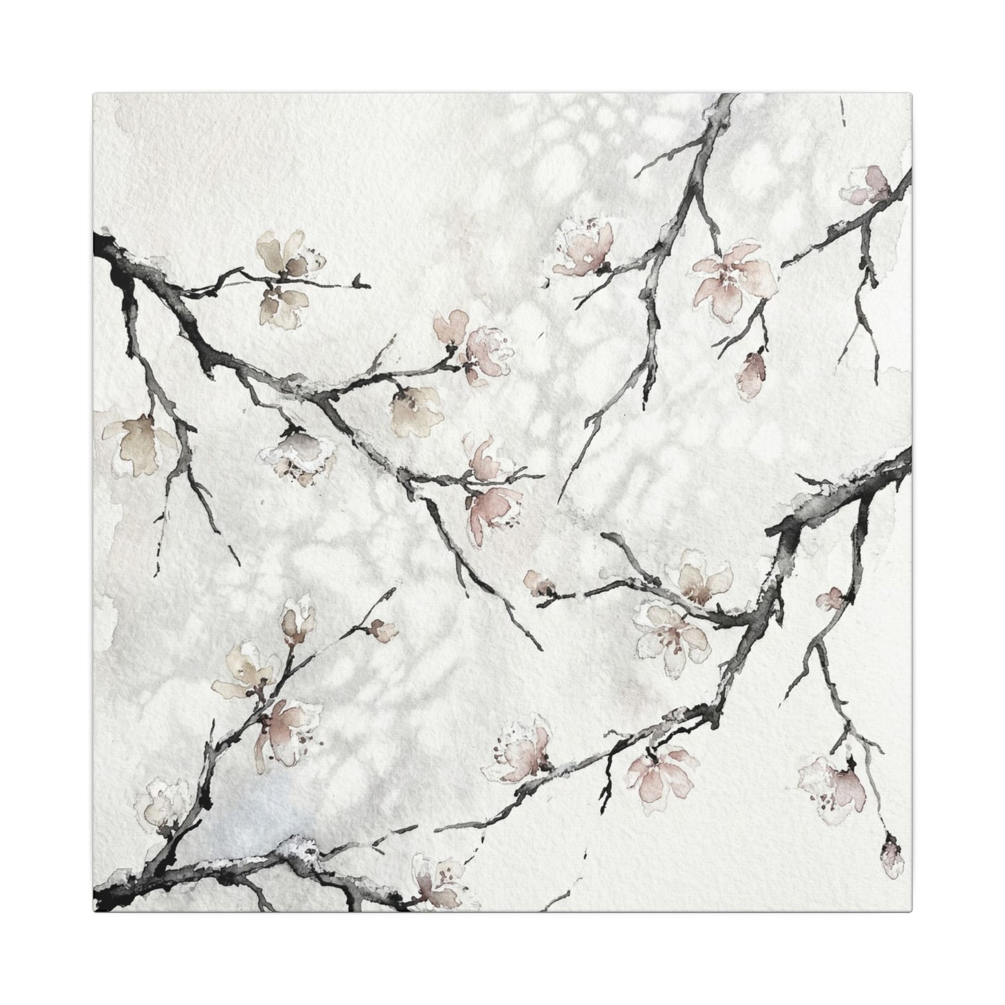 Cherry Blossom Canvas Art | Winter Japandi Watercolor Art