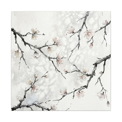 Cherry Blossom Canvas Art | Winter Japandi Watercolor Art
