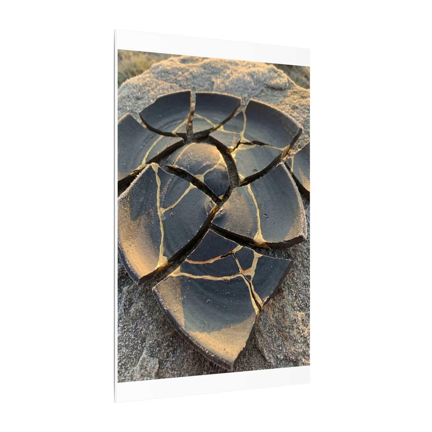Broken Pottery Winter Canvas Art | Kintsugi Resilient Design