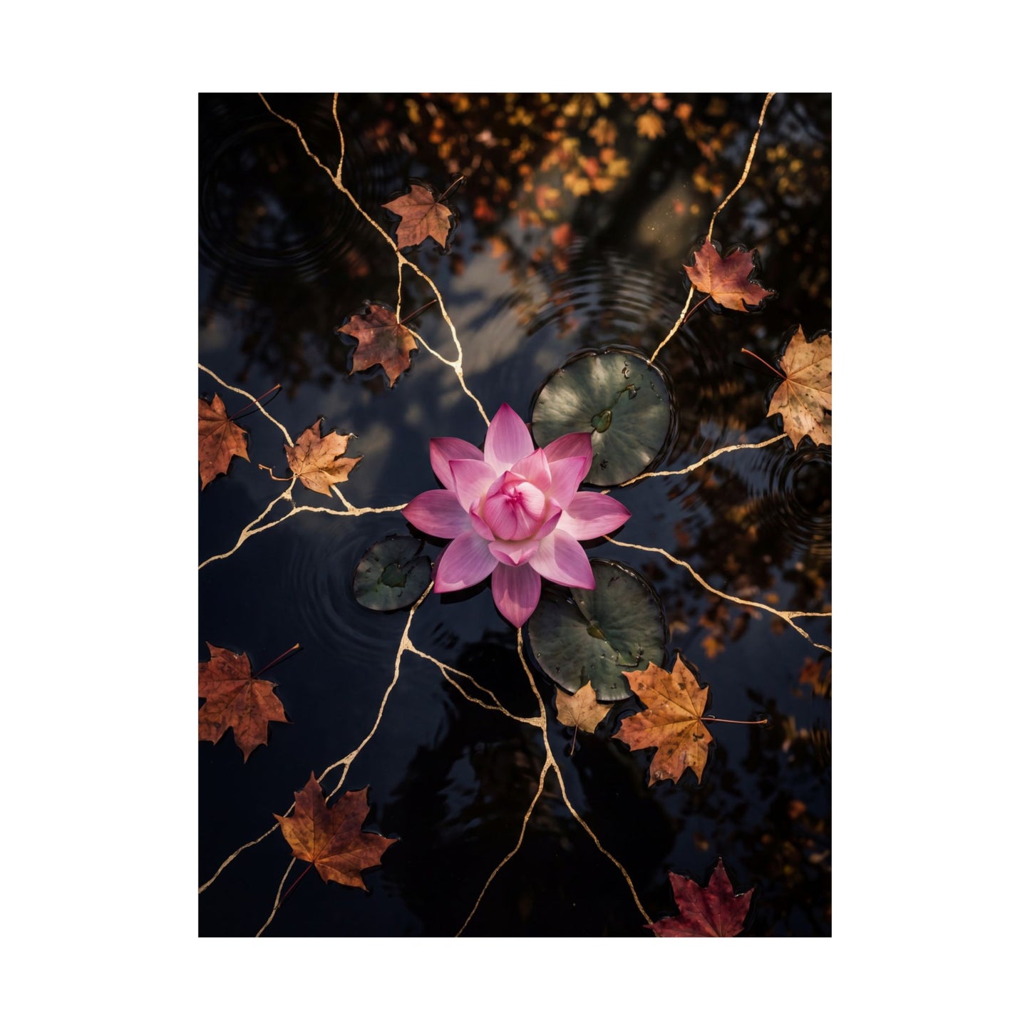 Dappled Lotus Flower Wall Art Print - Kintsugi Ma