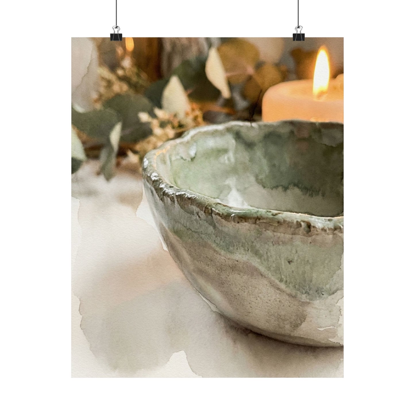 Ceramic Bowl Wall Art Print | Summer Japandi Watercolor Art Art Print
